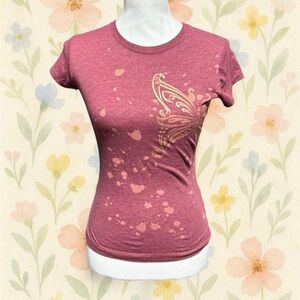 Self Esteem Butterfly Tee Y2K Fairy Grunge Baby Tee Pink Medium